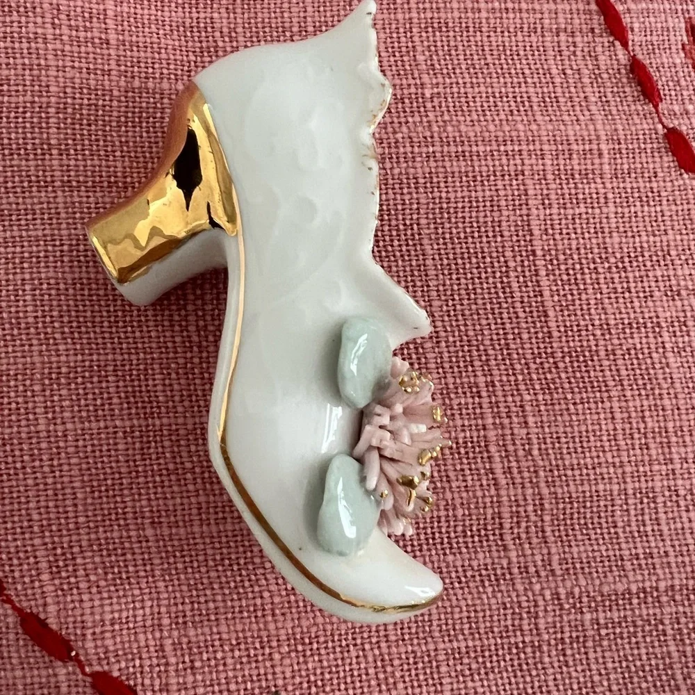 Elegant Porcelain Vintage Shoe Figurines